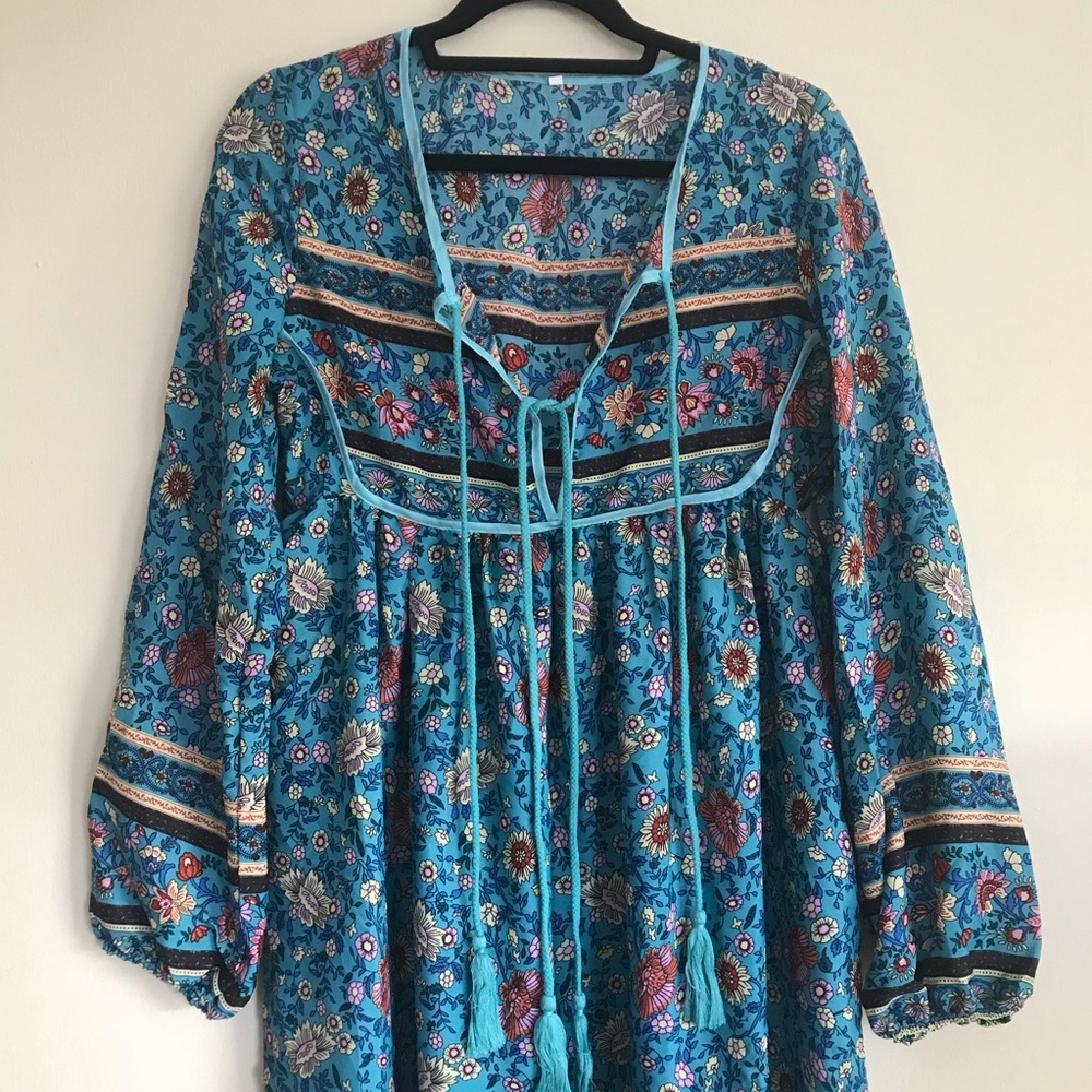 NWT Folk Town Maxi Boho Hippie Long Bohemian Dress - Picture 8 of 8